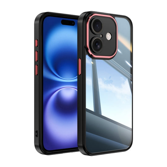 For iPhone 16 Plus Acrylic Hybrid TPU Armor Shockproof Phone Case(Black Red)