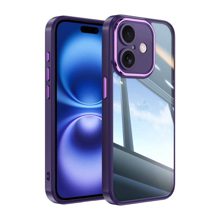 For iPhone 16 Acrylic Hybrid TPU Armor Shockproof Phone Case(Purple) by buy2fix