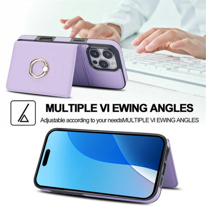 For iPhone 16 Pro RFID Anti-theft Card Ring Holder Phone Case(Purple) by buy2fix