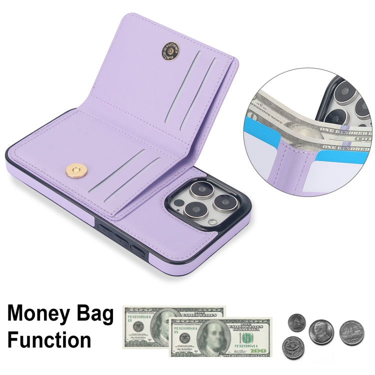 For iPhone 16 Pro RFID Anti-theft Card Ring Holder Phone Case(Purple) by buy2fix
