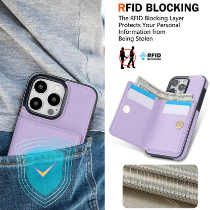 For iPhone 16 Pro RFID Anti-theft Card Ring Holder Phone Case(Purple) by buy2fix