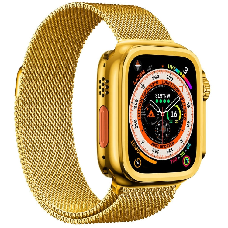 For Apple Watch Series 9 / 8 / 7 45mm Change to Ultra 49mm Titanium Alloy Watch Case(Gold) by buy2fix