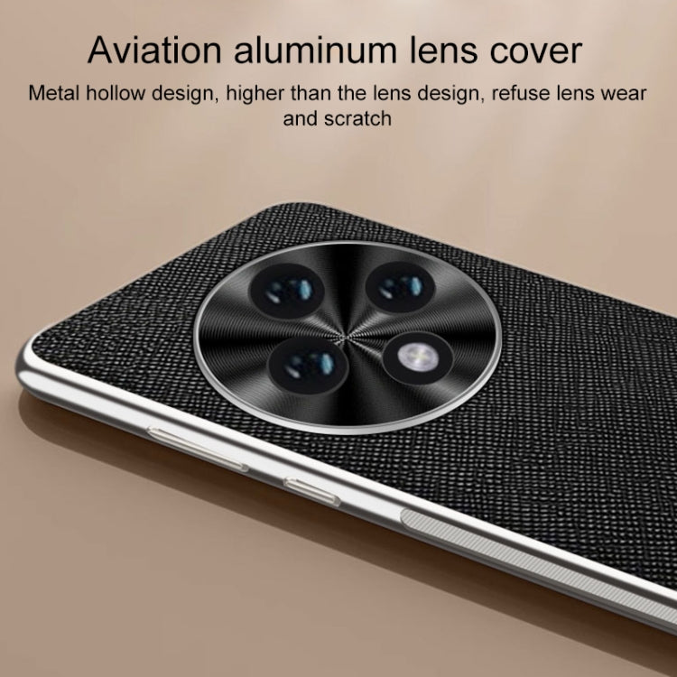 For OPPO A3 Pro Silver Edge Cross Texture PU Leather Phone Case(Dark Green) by buy2fix