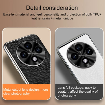 For OPPO A3 Pro Silver Edge Cross Texture PU Leather Phone Case(Dark Green) by buy2fix