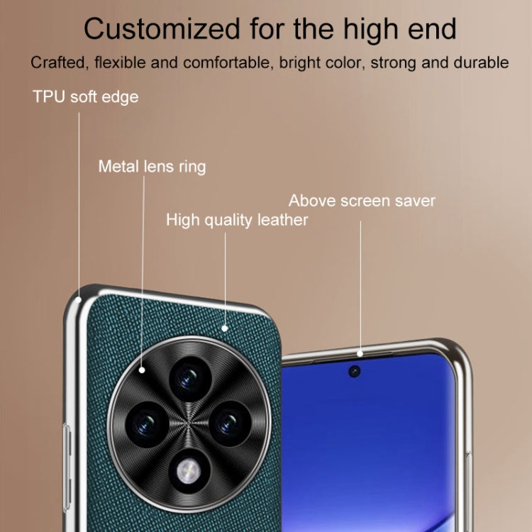 For OPPO A3 Pro Silver Edge Cross Texture PU Leather Phone Case(Dark Green) by buy2fix