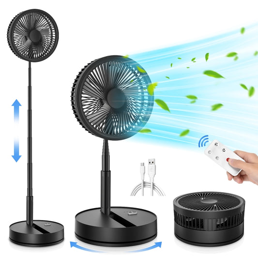 F9 Folding Adjustable Height Desktop Electric Fan(Black) by buy2fix