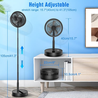 F9 Folding Adjustable Height Desktop Electric Fan(Black) by buy2fix