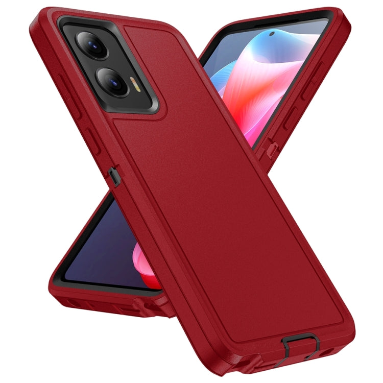 For Motorola Moto G Play 5G 2024 Life Waterproof Rugged PC + Silicone Phone Case(Red + Black) by buy2fix