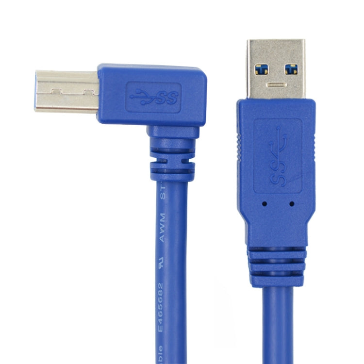 USB 3.0 A Male to B Male 90 Degree Connector Cable for Printer / Hard Disk, Length: 1m(Blue) by buy2fix