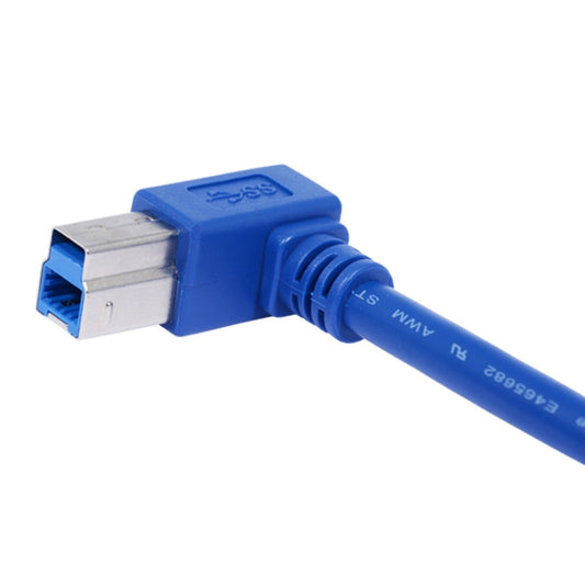 USB 3.0 A Male to B Male 90 Degree Connector Cable for Printer / Hard Disk, Length: 1m(Blue) by buy2fix