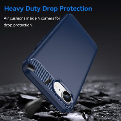 For iPhone 16e Brushed Texture Carbon Fiber TPU Phone Case(Blue) by buy2fix