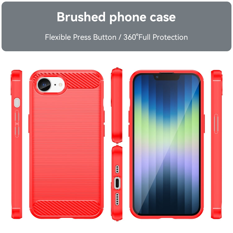 For iPhone 16e Brushed Texture Carbon Fiber TPU Phone Case(Red) by buy2fix