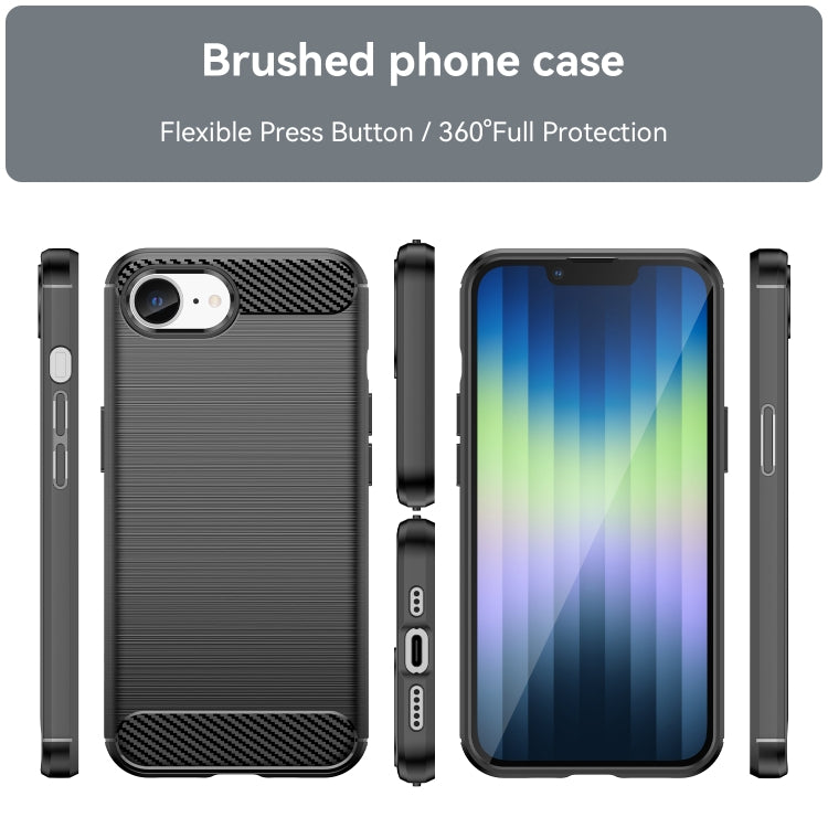 For iPhone 16e Brushed Texture Carbon Fiber TPU Phone Case(Black) by buy2fix