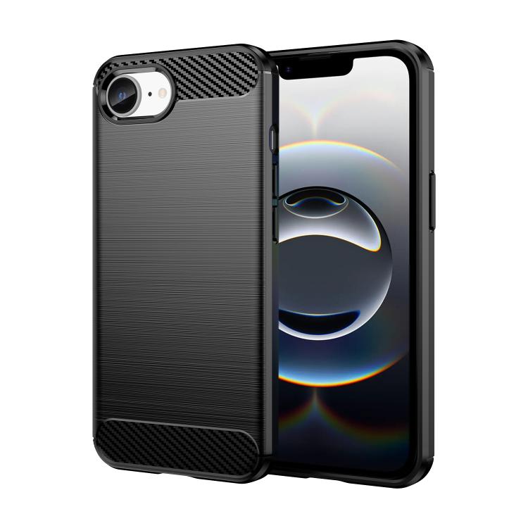 For iPhone 16e Brushed Texture Carbon Fiber TPU Phone Case(Black) by buy2fix