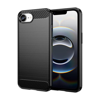 For iPhone 16e Brushed Texture Carbon Fiber TPU Phone Case(Black) by buy2fix