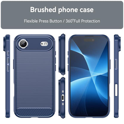 For iPhone Air Brushed Texture Carbon Fiber TPU Phone Case(Blue) - iPhone Air Cases by buy2fix | Online Shopping UK | buy2fix