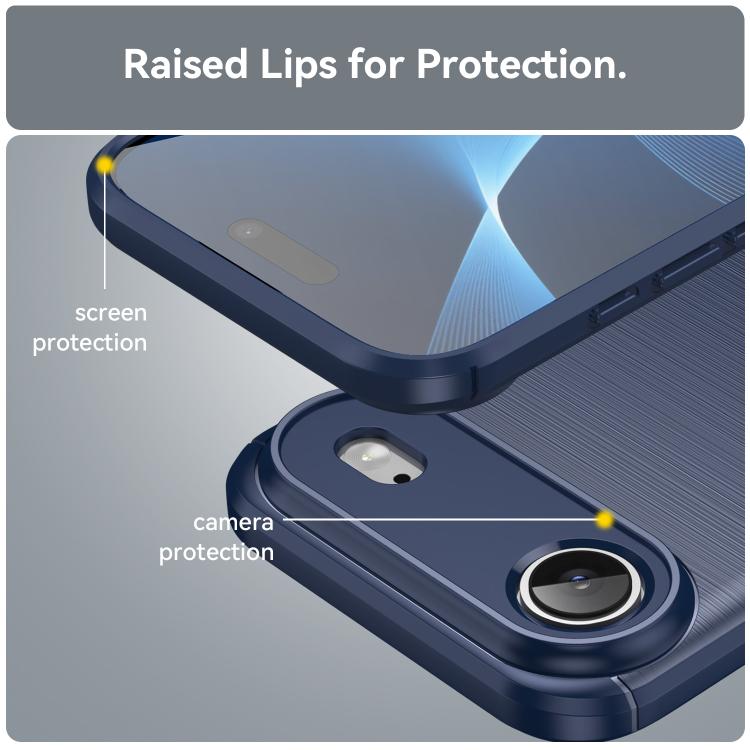 For iPhone Air Brushed Texture Carbon Fiber TPU Phone Case(Blue) - iPhone Air Cases by buy2fix | Online Shopping UK | buy2fix