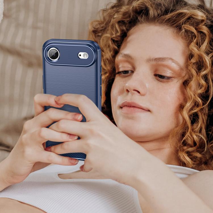 For iPhone Air Brushed Texture Carbon Fiber TPU Phone Case(Blue) - iPhone Air Cases by buy2fix | Online Shopping UK | buy2fix