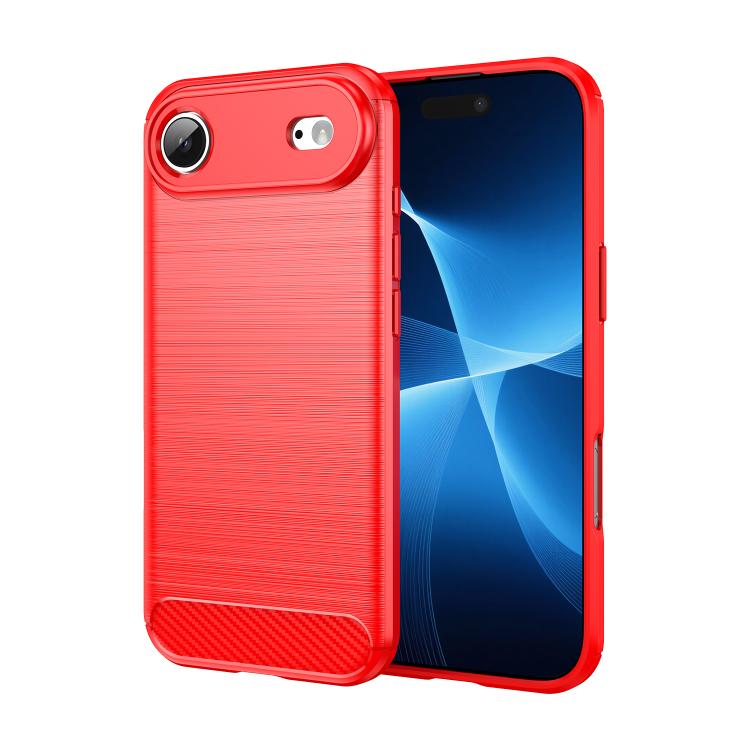 For iPhone Air Brushed Texture Carbon Fiber TPU Phone Case(Red) - iPhone Air Cases by buy2fix | Online Shopping UK | buy2fix