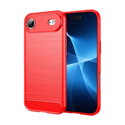 For iPhone Air Brushed Texture Carbon Fiber TPU Phone Case(Red) - iPhone Air Cases by buy2fix | Online Shopping UK | buy2fix
