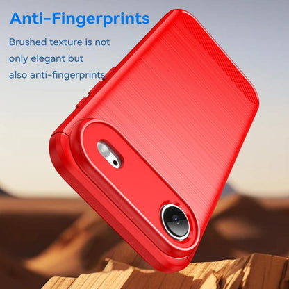 For iPhone Air Brushed Texture Carbon Fiber TPU Phone Case(Red) - iPhone Air Cases by buy2fix | Online Shopping UK | buy2fix