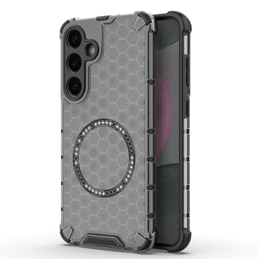 or Samsung Galaxy S25+ 5G Honeycomb Magnetic Ring Shockproof Phone Case(Black) by buy2fix