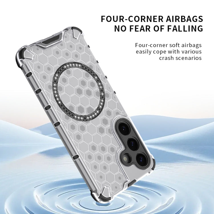 or Samsung Galaxy S25+ 5G Honeycomb Magnetic Ring Shockproof Phone Case(Red) by buy2fix
