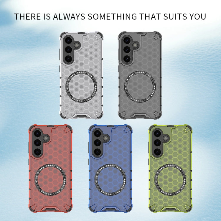 For Samsung Galaxy S25 Ultra 5G Honeycomb Magnetic Ring Shockproof Phone Case(White) by buy2fix
