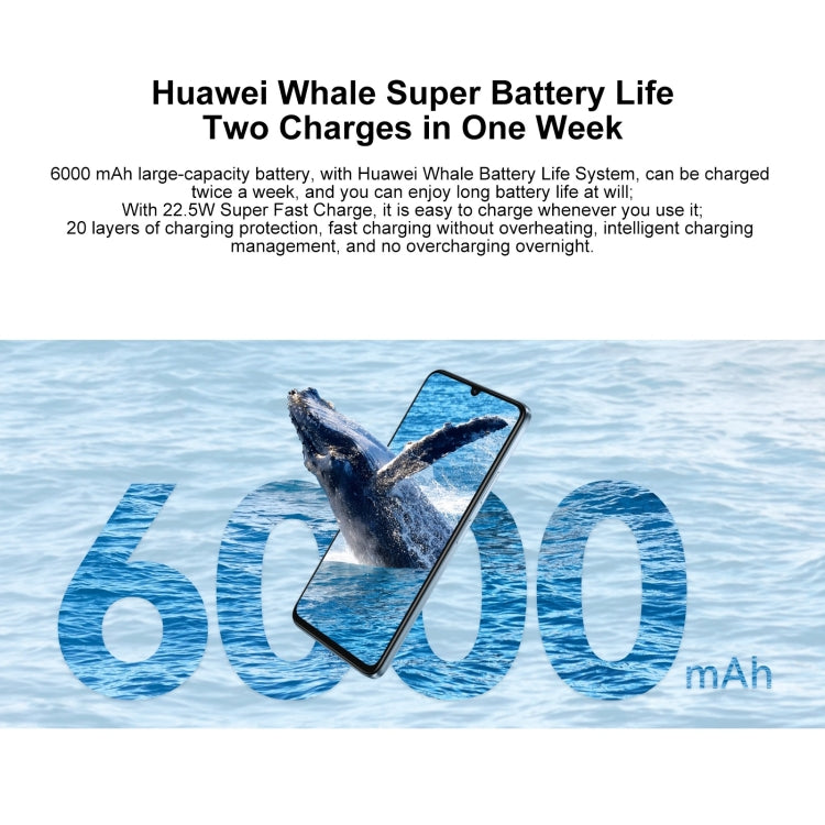 HUAWEI Enjoy 70S, 8GB+128GB, Side Fingerprint Identification, 6.75 inch HarmonyOS 4.2 Octa Core 2.4GHz, Network: 4G, Not Support Google Play(Blue) by Huawei