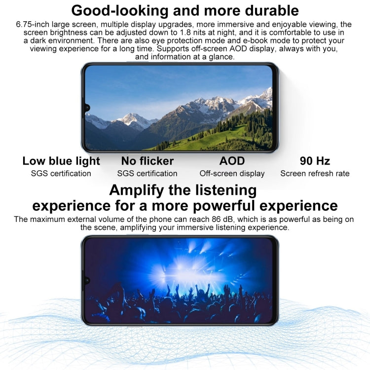 HUAWEI Enjoy 70S, 8GB+128GB, Side Fingerprint Identification, 6.75 inch HarmonyOS 4.2 Octa Core 2.4GHz, Network: 4G, Not Support Google Play(Blue) by Huawei