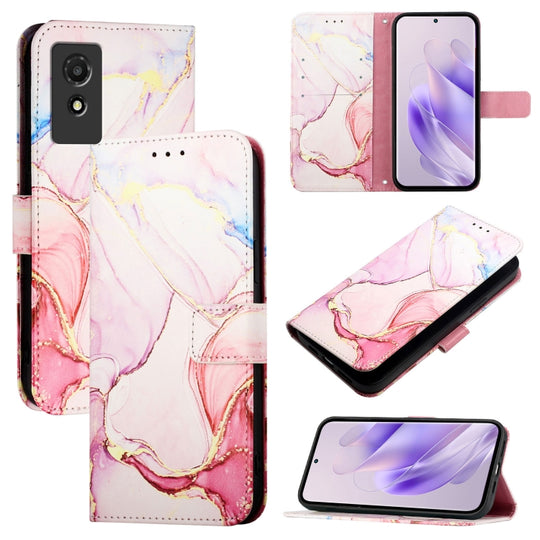For TCL 501 PT003 Marble Pattern Flip Leather Phone Case(Rose Gold)