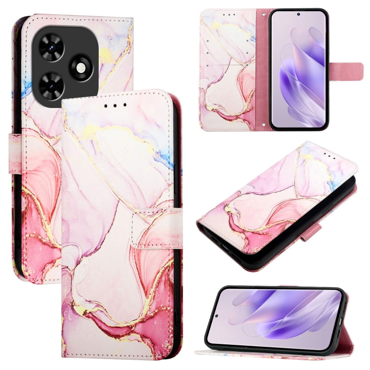For Tecno Spark Go 2024 / Spark 20C PT003 Marble Pattern Flip Leather Phone Case(Rose Gold) by buy2fix