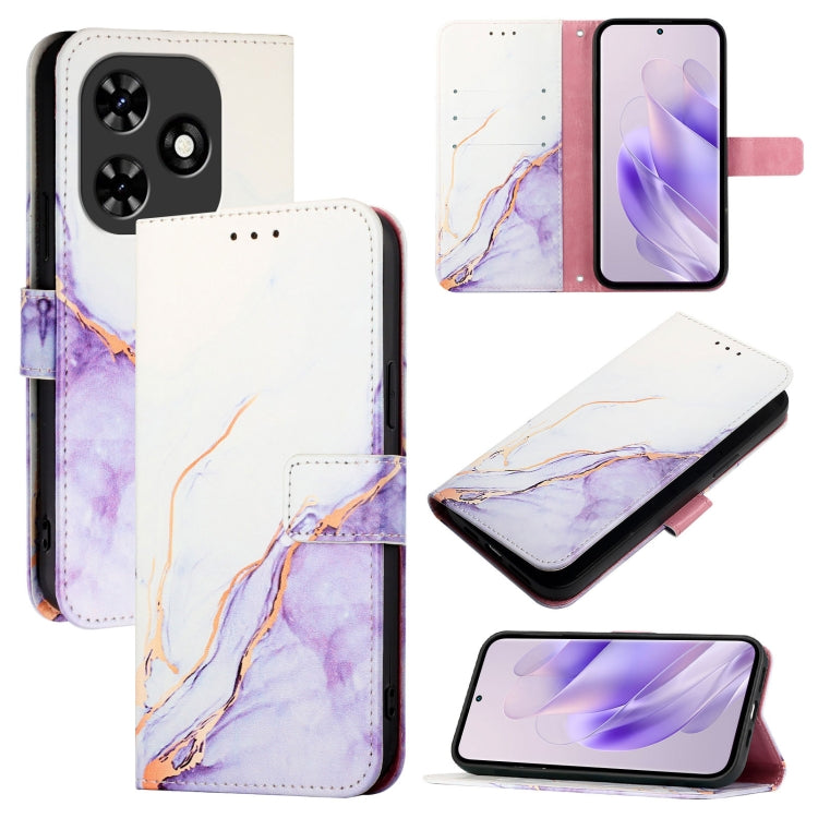 For Tecno Spark Go 2024 / Spark 20C PT003 Marble Pattern Flip Leather Phone Case(White Purple) by buy2fix