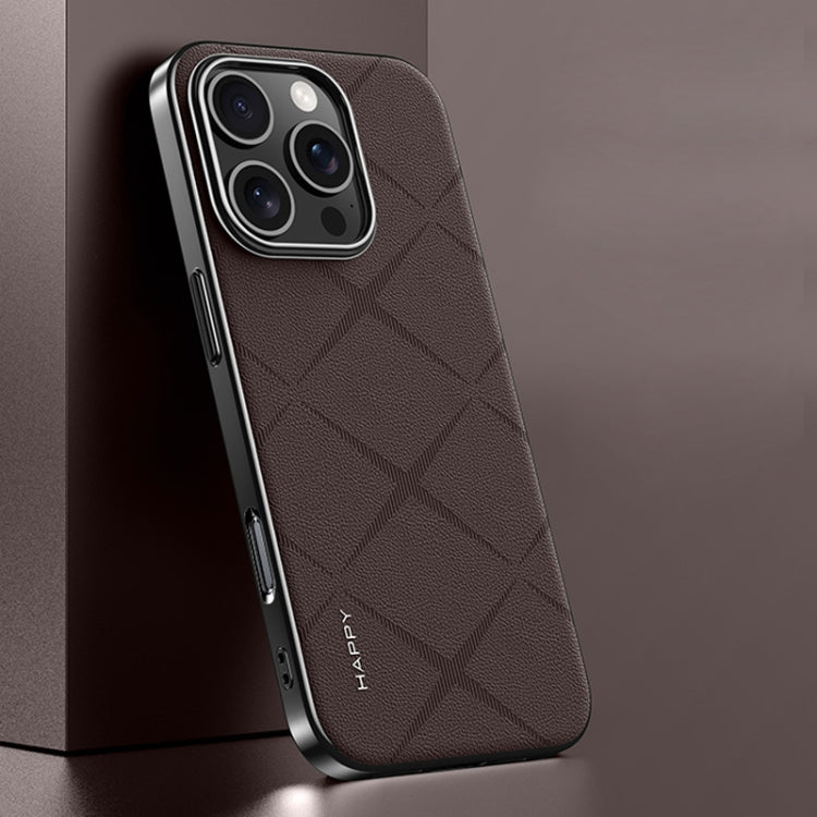 For iPhone 16 Pro Plain Leather PC Phone Case(Brown) by buy2fix