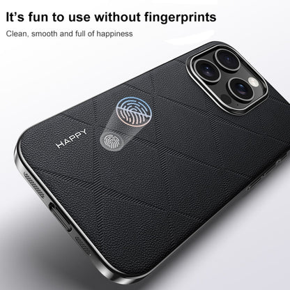 For iPhone 16 Pro Plain Leather PC Phone Case(Black) by buy2fix