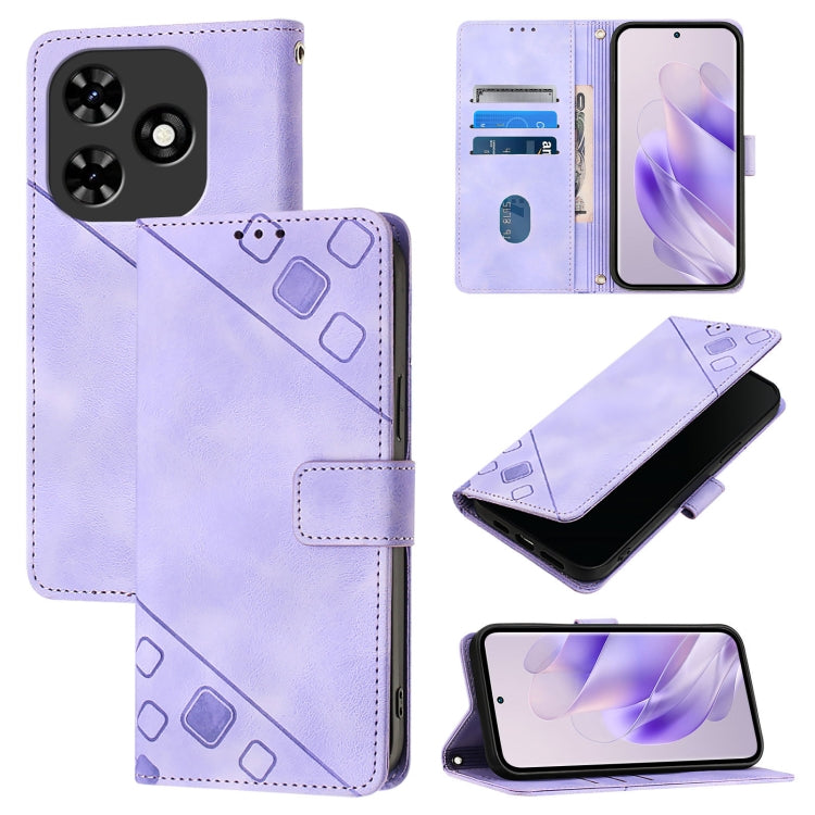 For Tecno Spark Go 2024 / Spark 20C Skin Feel Embossed Leather Phone Case(Light Purple) by buy2fix