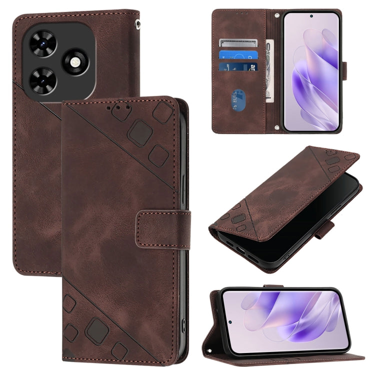 For Tecno Spark Go 2024 / Spark 20C Skin Feel Embossed Leather Phone Case(Brown) by buy2fix