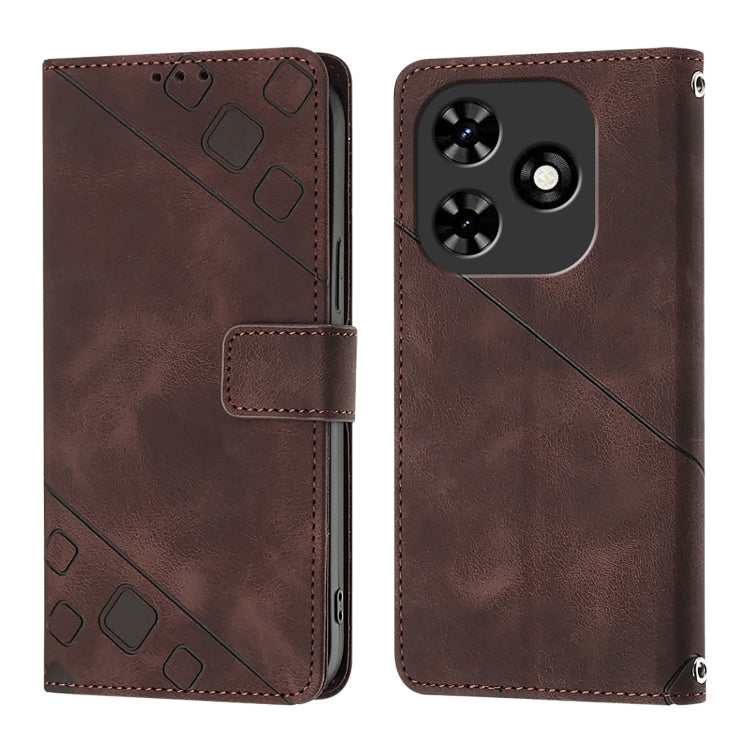 For Tecno Spark Go 2024 / Spark 20C Skin Feel Embossed Leather Phone Case(Brown) by buy2fix