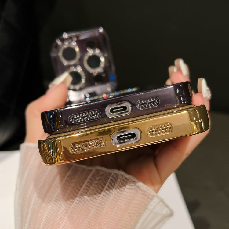 For iPhone 15 Pro Max Starry Glitter MagSafe Lens Holder Phone Case(Pink) by buy2fix