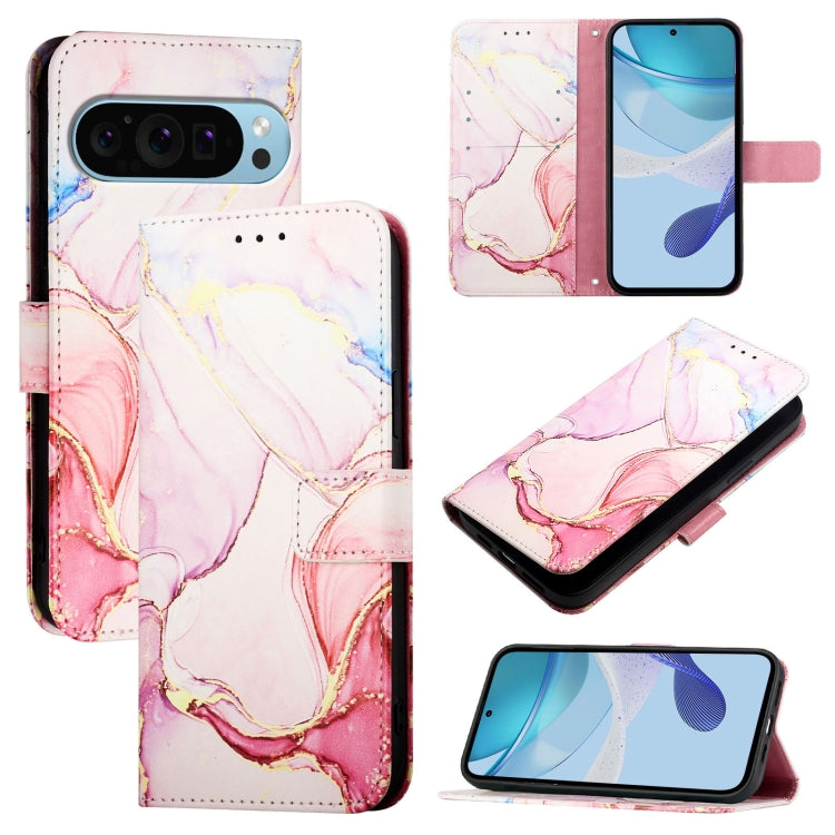 For Google Pixel 9 PT003 Marble Pattern Flip Leather Phone Case(Rose Gold) by buy2fix