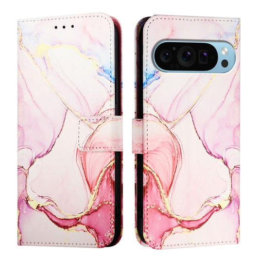For Google Pixel 9 PT003 Marble Pattern Flip Leather Phone Case(Rose Gold) by buy2fix