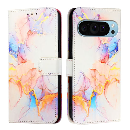 For Google Pixel 9 PT003 Marble Pattern Flip Leather Phone Case(Galaxy Marble White) by buy2fix