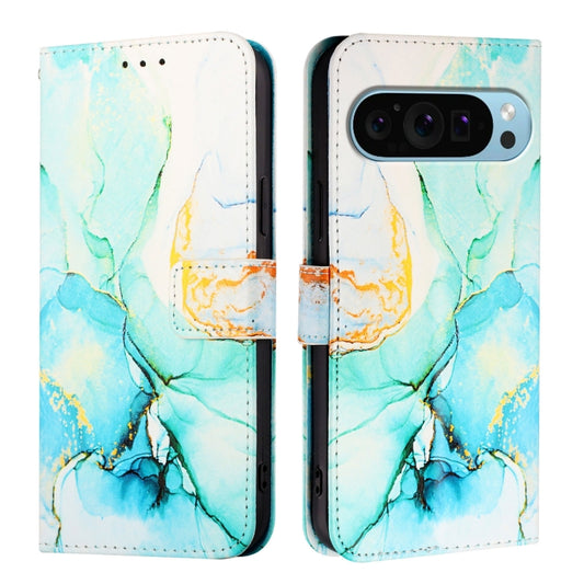 For Google Pixel 9 PT003 Marble Pattern Flip Leather Phone Case(Green) by buy2fix
