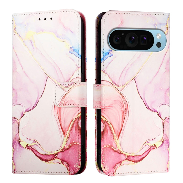 For Google Pixel 9 Pro XL PT003 Marble Pattern Flip Leather Phone Case(Rose Gold) by buy2fix
