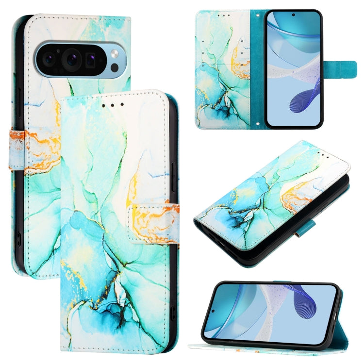 For Google Pixel 9 Pro XL PT003 Marble Pattern Flip Leather Phone Case(Green) by buy2fix