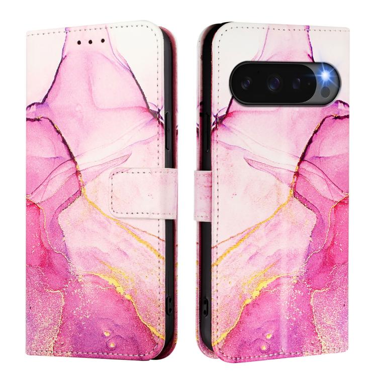 For Google Pixel 10 / 10 Pro PT003 Marble Pattern Flip Leather Phone Case(Pink Purple Gold) - Google Cases by buy2fix | Online Shopping UK | buy2fix