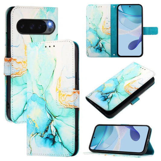 For Google Pixel 10 / 10 Pro PT003 Marble Pattern Flip Leather Phone Case(Green) - Google Cases by buy2fix | Online Shopping UK | buy2fix