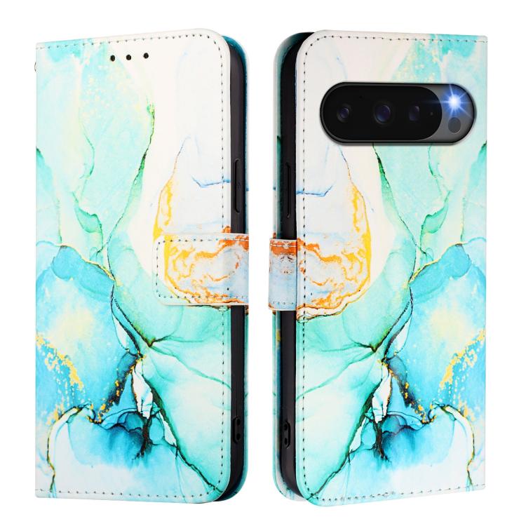 For Google Pixel 10 / 10 Pro PT003 Marble Pattern Flip Leather Phone Case(Green) - Google Cases by buy2fix | Online Shopping UK | buy2fix