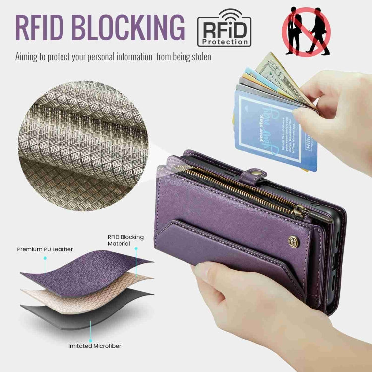 For Google Pixel 7a CaseMe C36 Card Slots Zipper Wallet RFID Anti-theft Leather Phone Case(Purple) - Google Cases by CaseMe | Online Shopping UK | buy2fix