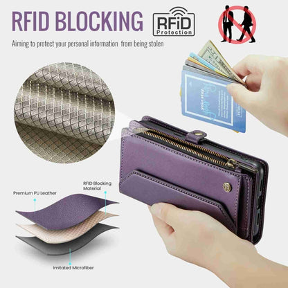 For Google Pixel 7a CaseMe C36 Card Slots Zipper Wallet RFID Anti-theft Leather Phone Case(Purple) - Google Cases by CaseMe | Online Shopping UK | buy2fix